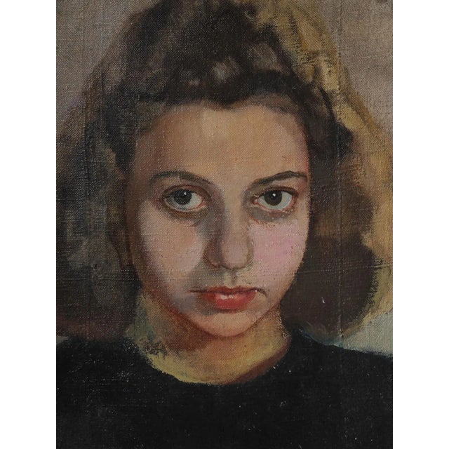 1900 - 1909 A Portrait of a Young Woman, Oil on Canvas, Early 20th Century For Sale - Image 5 of 7