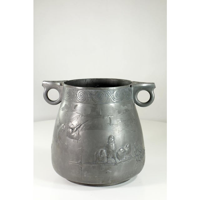 Art Nouveau Pewter Kayser Birds Flowers Vase, 1900s For Sale - Image 12 of 12