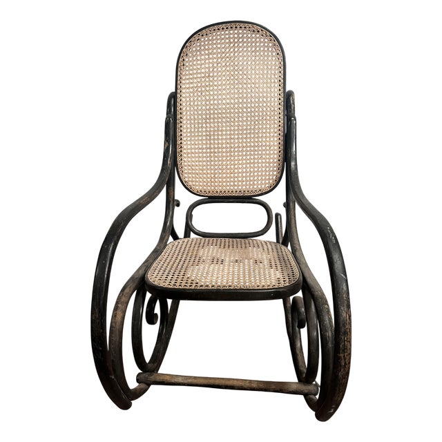 Rocking Chair in Bent and Stained Wood For Sale