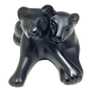 Lalique France Black Panther Cubs For Sale