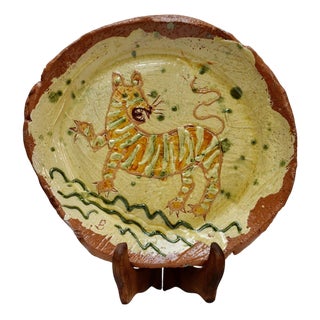 Earthenware Tiger Plate by Ben Fosker For Sale