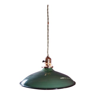 Vintage Industrial Pendant Lamp With Vintage Twisted Silk Cord For Sale