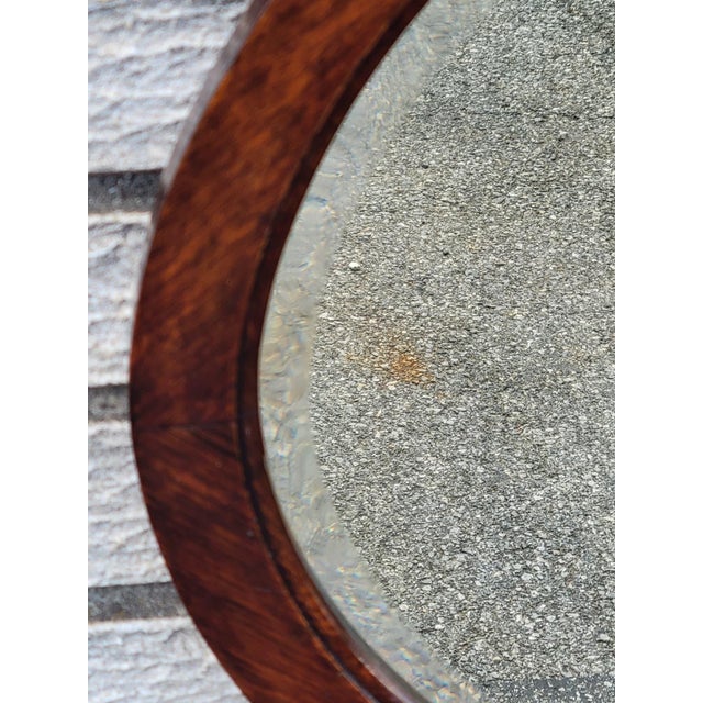 19th Century Victorian Oval Oak Wall Mirror Beveled Edge Antique Glass For Sale - Image 11 of 11