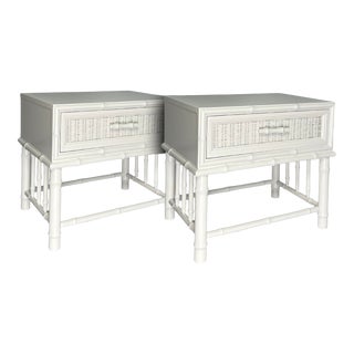 Pair of Mid 20th Century American of Martinsville Faux Bamboo Nightstands For Sale