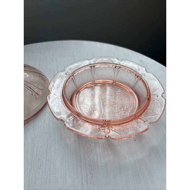 1930s 1930s Pink Depression Era Glass Jeanette Cherry Blossom Butter Dish For Sale - Image 5 of 10