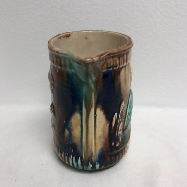 Early 20th Century Vintage Majolica Crane & Fish Creamer For Sale - Image 5 of 8