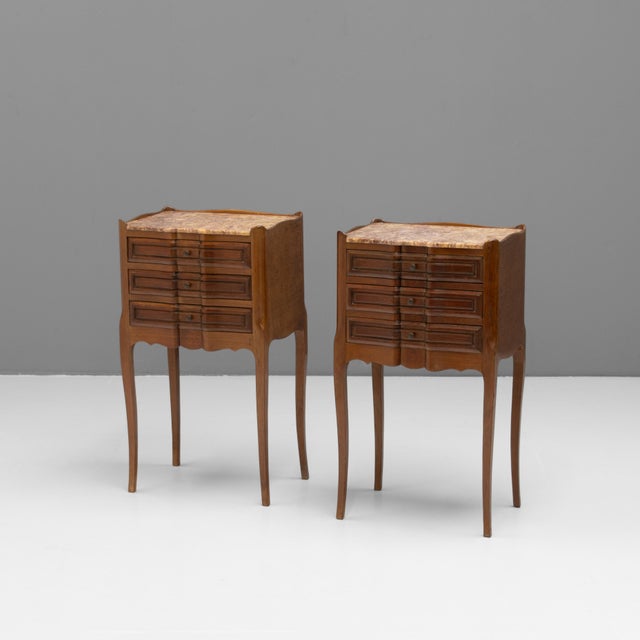 Vintage Bedside Tables with Marble Top, 1930s, Set of 2 For Sale - Image 10 of 10