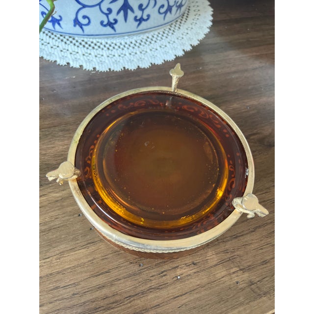 Vintage Amber Glass Ashtray Made in Italy For Sale - Image 4 of 6