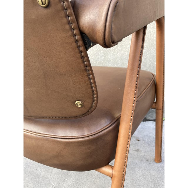 Leather-Covered Chair by Jacques Adnet, 1950 For Sale - Image 7 of 11