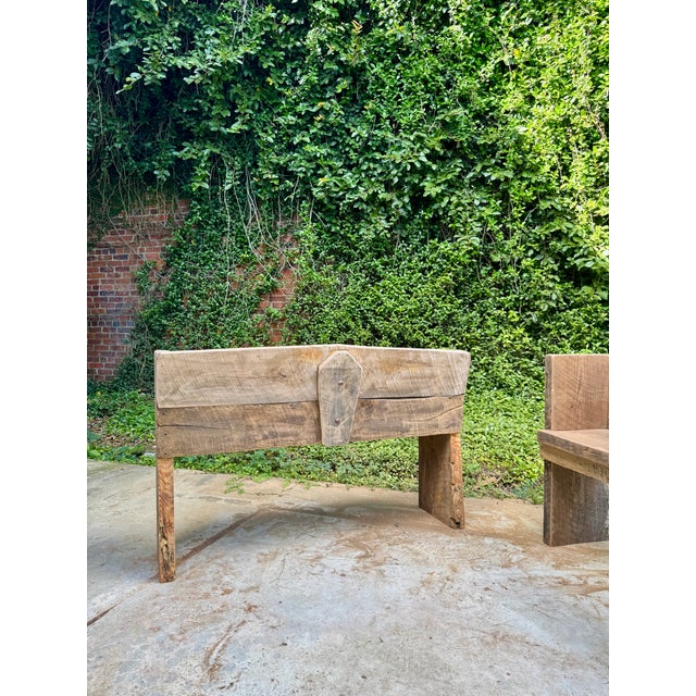 Primitive Rustic Farmhouse Reclaimed Barnwood Pew Bench 54 In. For Sale - Image 16 of 16