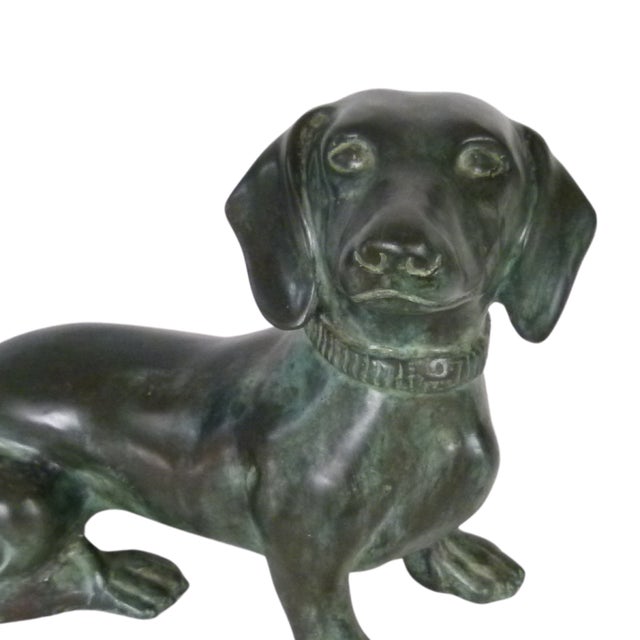 Mid-Century Solid Bronze Dachshund Sculpture . Weighs 10 LBS . For Sale - Image 9 of 11