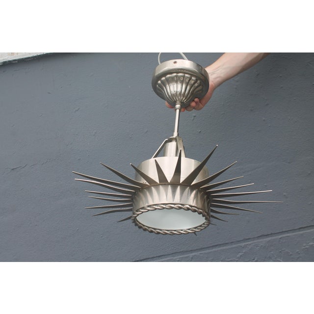 1970's Mid Century Modern Ultra High Quality Celestial Starburst Nickel Pendant Ceiling Fixtures From Miami Beach Alexander Hotel Set of 3 For Sale - Image 16 of 18