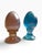 Mid-Century Modern Vintage Fenton Iridescent Art Glass Eggs, Pair | Pink & Aqua Blue For Sale - Image 3 of 4