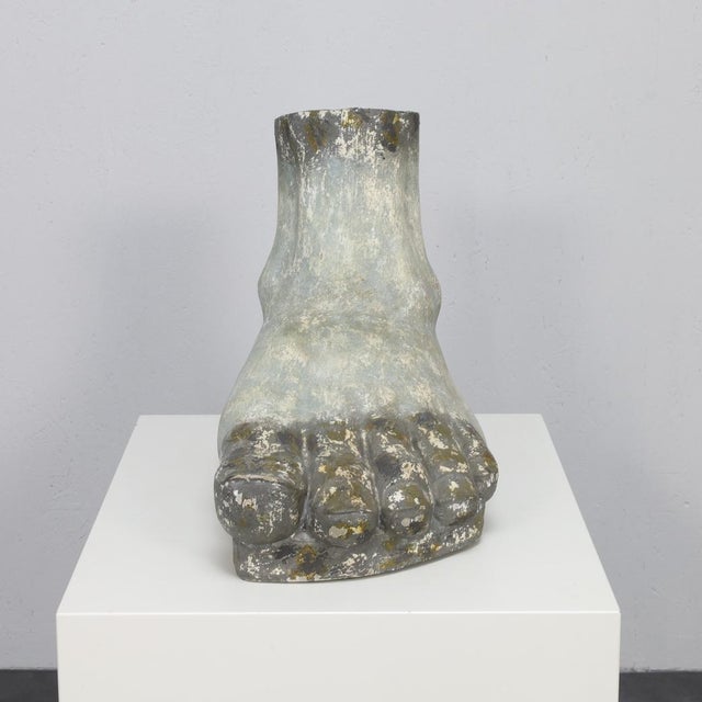 Large decorative sculpture — foot, unknown artist, 1960s This striking sculpture of a human foot was created in the 1960s...