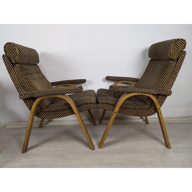 Set of Bow Wood Armchairs from Baumann, 1970s For Sale - Image 3 of 15
