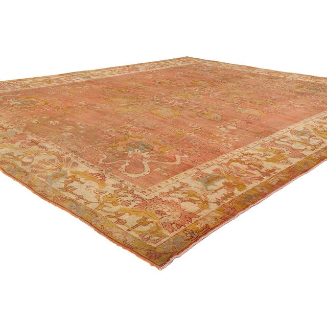 51231 Late 19th Century Antique Turkish Oushak Rug, 10'00 x 12'05. Steeped in history and woven with the soul of Anatolian...