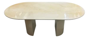 Stunning Signed Karl Springer Ivory Goatskin Knife Edge Dining Table or Desk