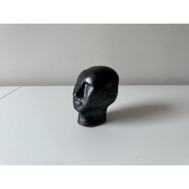 Gray Pottery Head Figurative Sculpture For Sale - Image 8 of 8