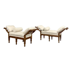 Pair of Mid Century Window Benches, Daybeds, Custom Upholstery, Pillows