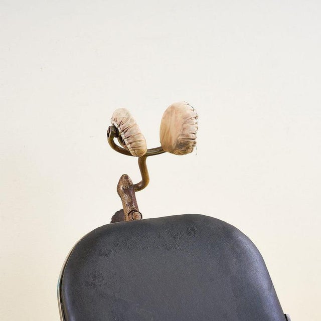 Vintage Metal Barber Stool, 1950s For Sale - Image 3 of 10