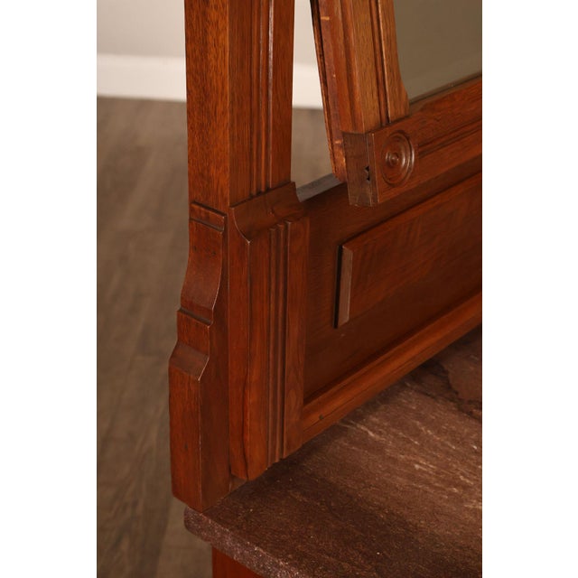Antique Victorian Eastlake Walnut Marble Top Dresser With Mirror For Sale - Image 17 of 18
