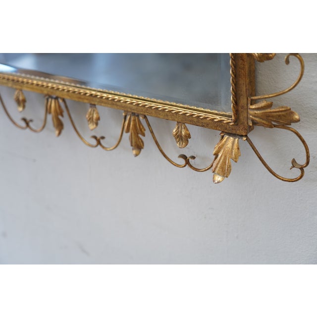 Vintage Hollywood Regency Belgian Gilt Iron Arch Mirror by Deknudt, for LaBarge Mirrors Inc. 1960's For Sale - Image 10 of 11