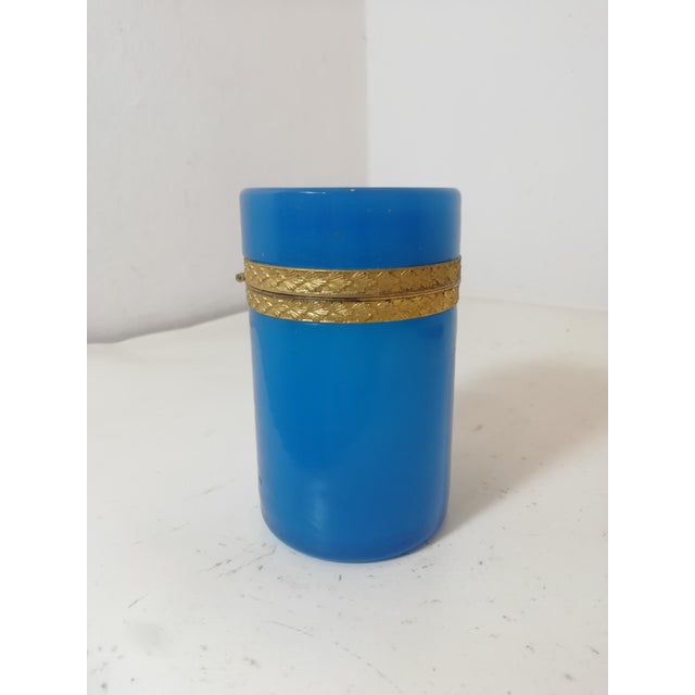 Mid-Century Modern Blue Opaline Glass Box by F.lli Ferro Murano, Italy, 1930s For Sale - Image 3 of 11
