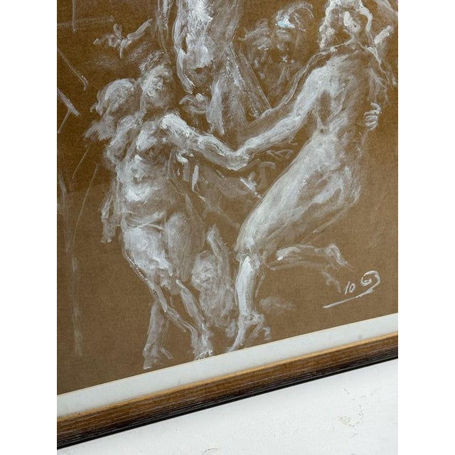 Unknown, Mythological Scene, Chalk on Paper, Framed For Sale - Image 5 of 13