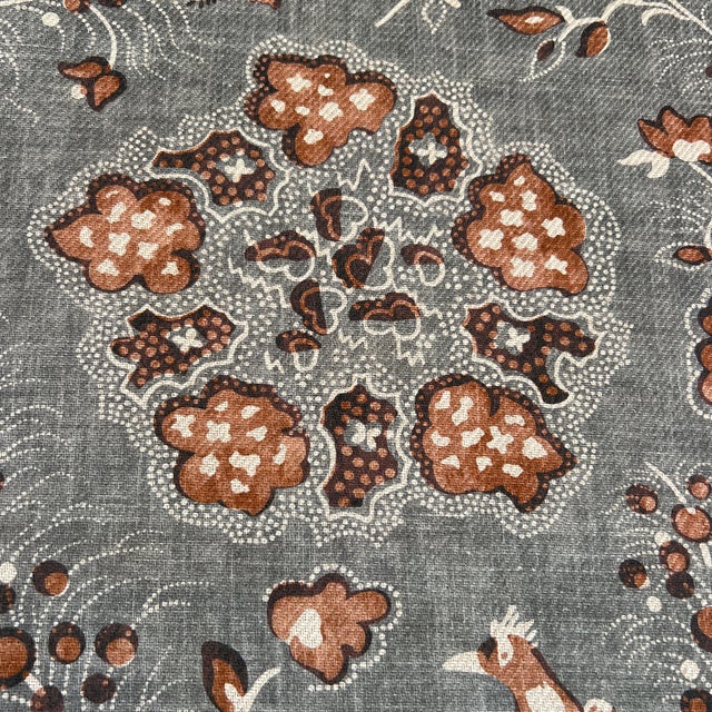 Traditional Suzanne Tucker Designer Amara Linen Fabric in Brown and Chestnut Brown- 3 3/4 Yards For Sale - Image 3 of 6