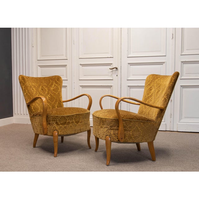 Danish Modern Lounge Chairs by Alfred Christensen for Slagelse Møbelværk, 1940s, Set of 2 For Sale - Image 13 of 14