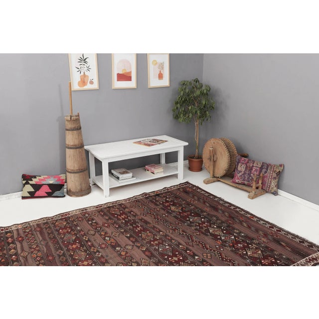 Embroidered Vintage Kilim Rug For Sale In Los Angeles - Image 6 of 7