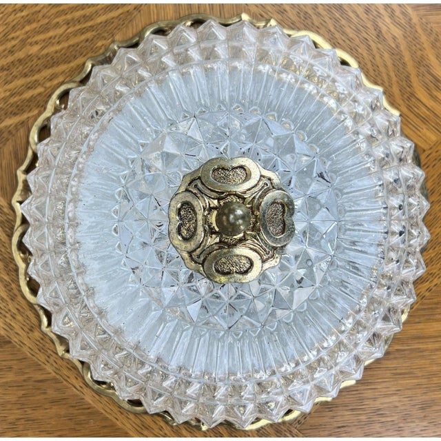 Vintage French Ceiling Lamp in Cut Glass For Sale - Image 10 of 13