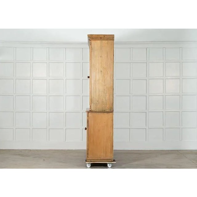Large 19th Century English Pine Glazed Housekeepers / Bookcase, 1890 For Sale - Image 6 of 12
