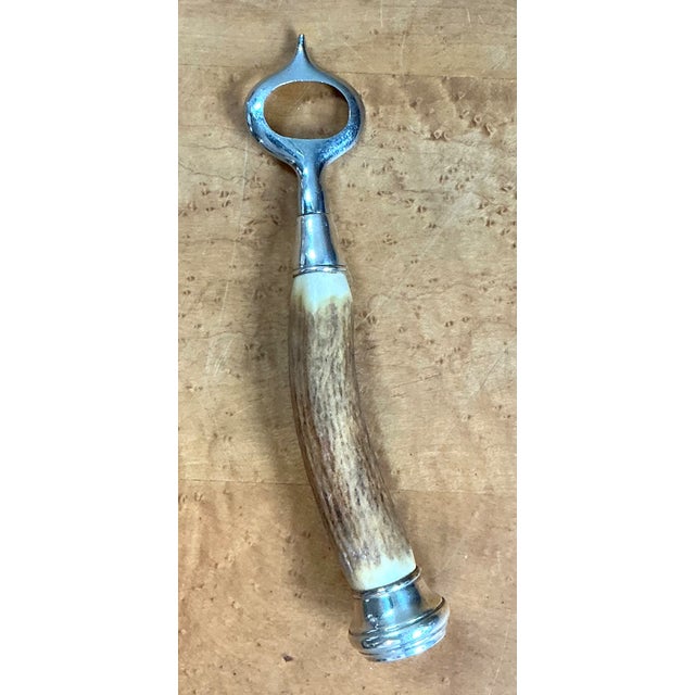 Rustic Vintage Horn and Sterling Silver Bottle Opener For Sale - Image 3 of 12