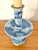 1950s Rewired 1950s Japanese Porcelain Candelabra Table Lamp With Wicker Shade For Sale - Image 5 of 8