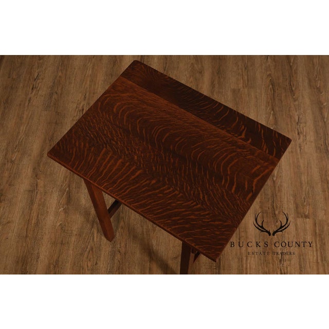 Antique Stickley Brothers Arts & Crafts Oak Side Table With Cane Panels For Sale - Image 17 of 18