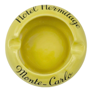 Vintage Hotel Hermitage Monte Carlo Yellow Ceramic Ashtray Monaco