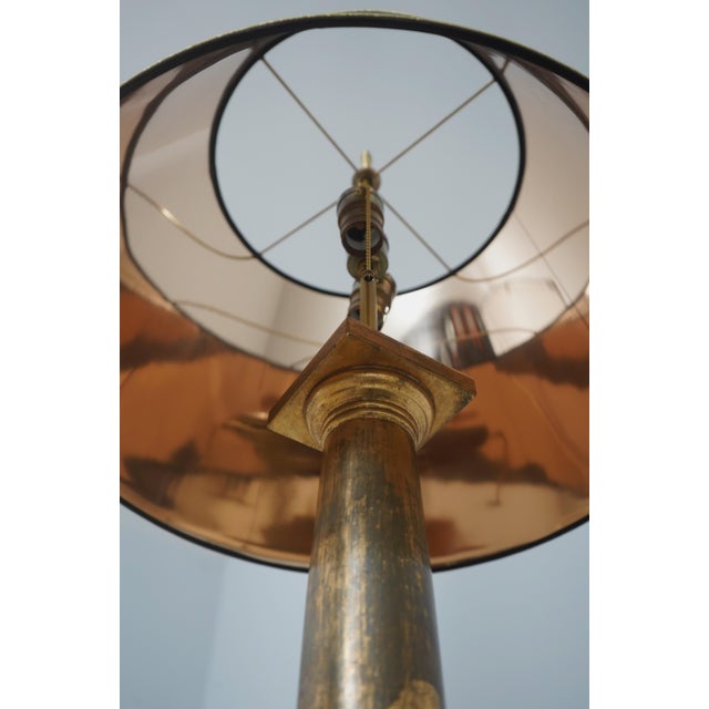 Pair of Vintage French Empire Gold Leaf on Wood Column Lamps For Sale - Image 10 of 11