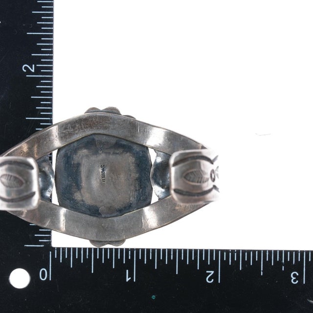 Silver 6.75" C1950's Navajo Sterling and Turquoise Cuff Bracelet W/ Gorgeous Stone For Sale - Image 8 of 10