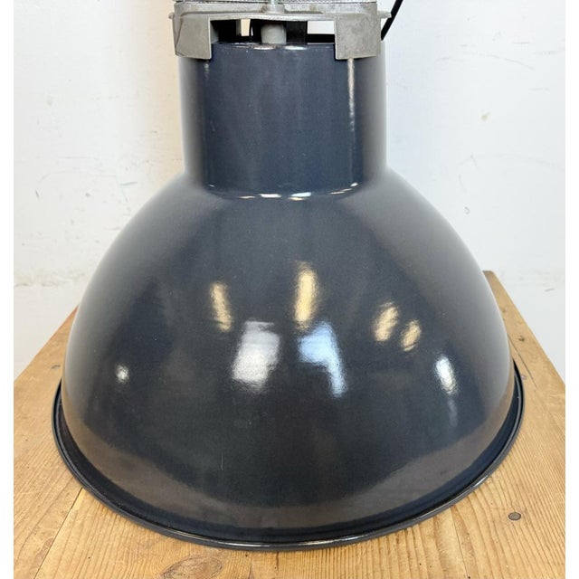 French Industrial Dark Blue Enamel Pendant Lamp from Mazda, 1960s For Sale - Image 15 of 18