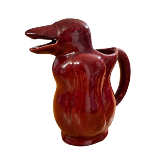 Burgundy Vintage Argentinean Penguin Shaped Ceramic Pitcher For Sale - Image 8 of 9