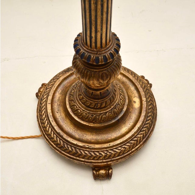 Cream Antique Victorian Gilt Wood Floor Lamp, 1890s For Sale - Image 8 of 11