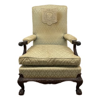 Antique 19th Century English Chippendale Open Arm Host Chair For Sale