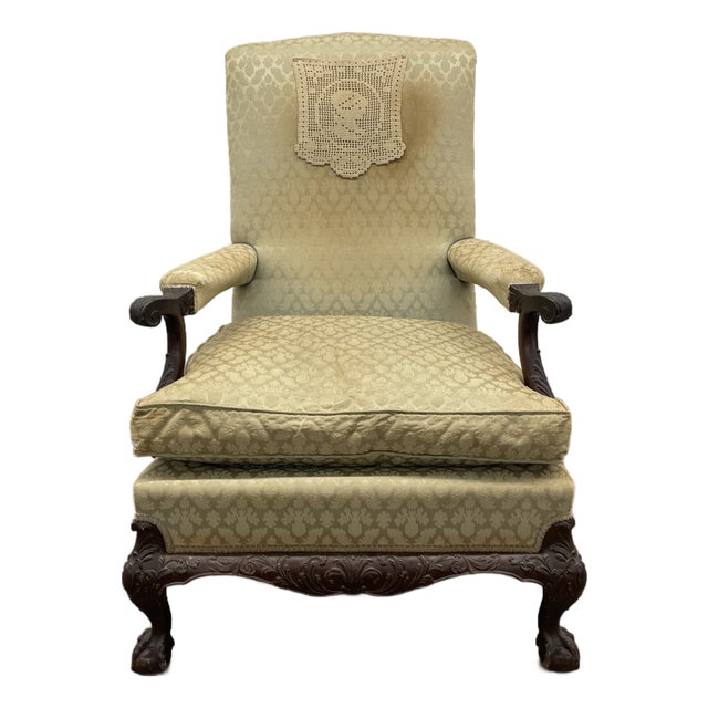 Antique 19th Century English Chippendale Open Arm Host Chair For Sale