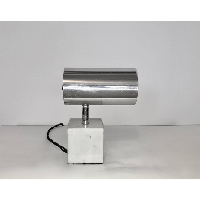 Neal Small, Koch & Lowy Style Marble Table Lamp With Swivel Chrome Shade For Sale - Image 6 of 8