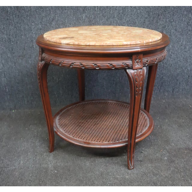 Wood French Style 2-Tier Marbletop Mahogany Side Table For Sale - Image 7 of 7