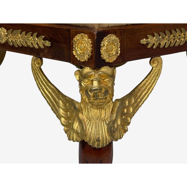 French Empire Revival, Bronze, Mahogany, Fabric, Footstool, France, 19th C. For Sale In New York - Image 6 of 14