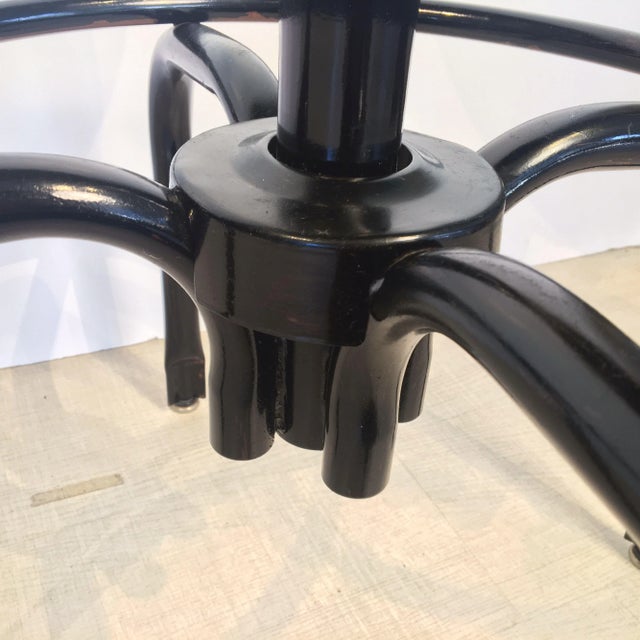 Brown Black Metal and Chrome Bar Stools With Round Wood Seats 'Four Available' For Sale - Image 8 of 12