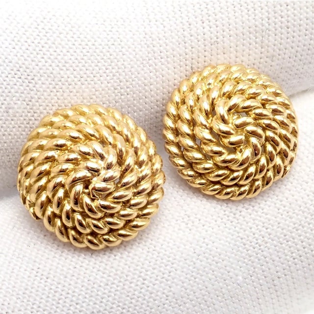 Mid 20th Century Tiffany & Co. Yellow Gold Rope Coil Vintage Earrings, A Pair For Sale - Image 5 of 10