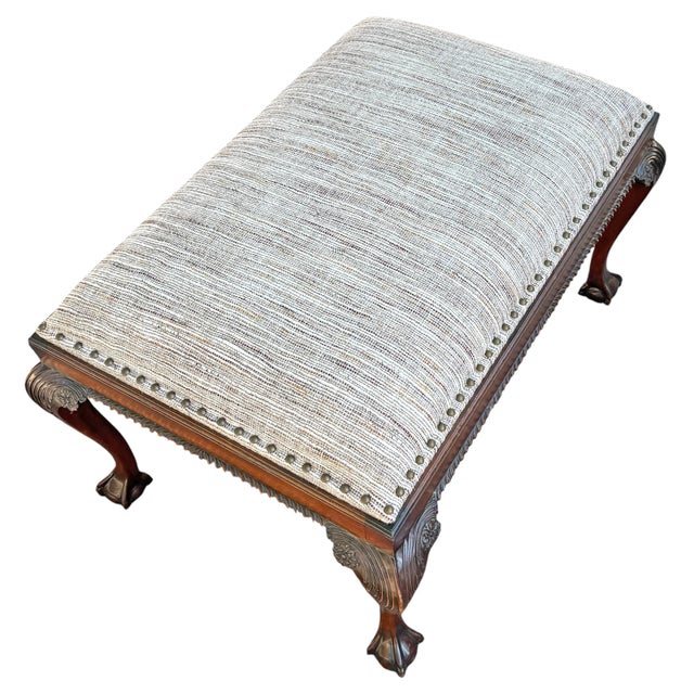 Brown Mid-20th Century Chippendale-Style Ottoman For Sale - Image 8 of 18